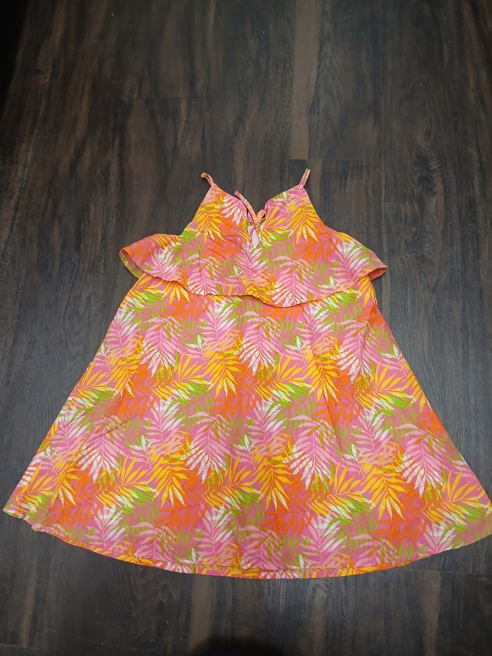 Tommy Bahama Pink, Orange & Green Tropical Leaf Sundress